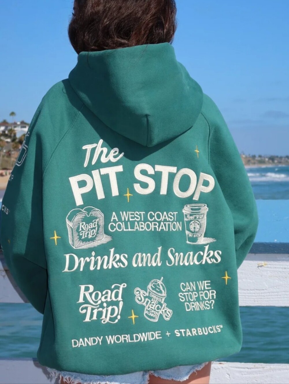 Starbucks Green Graphic Hoodie with White Prints - Picture 5 of 8